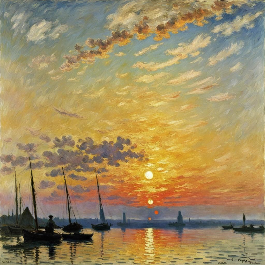 Impressionist Sunset Sky in Style of Monet