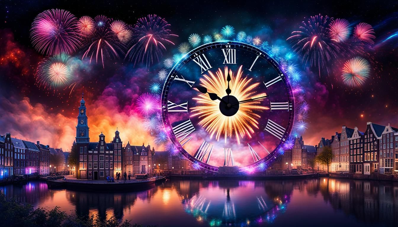 Firework show in Amsterdam.  Happy New Year.