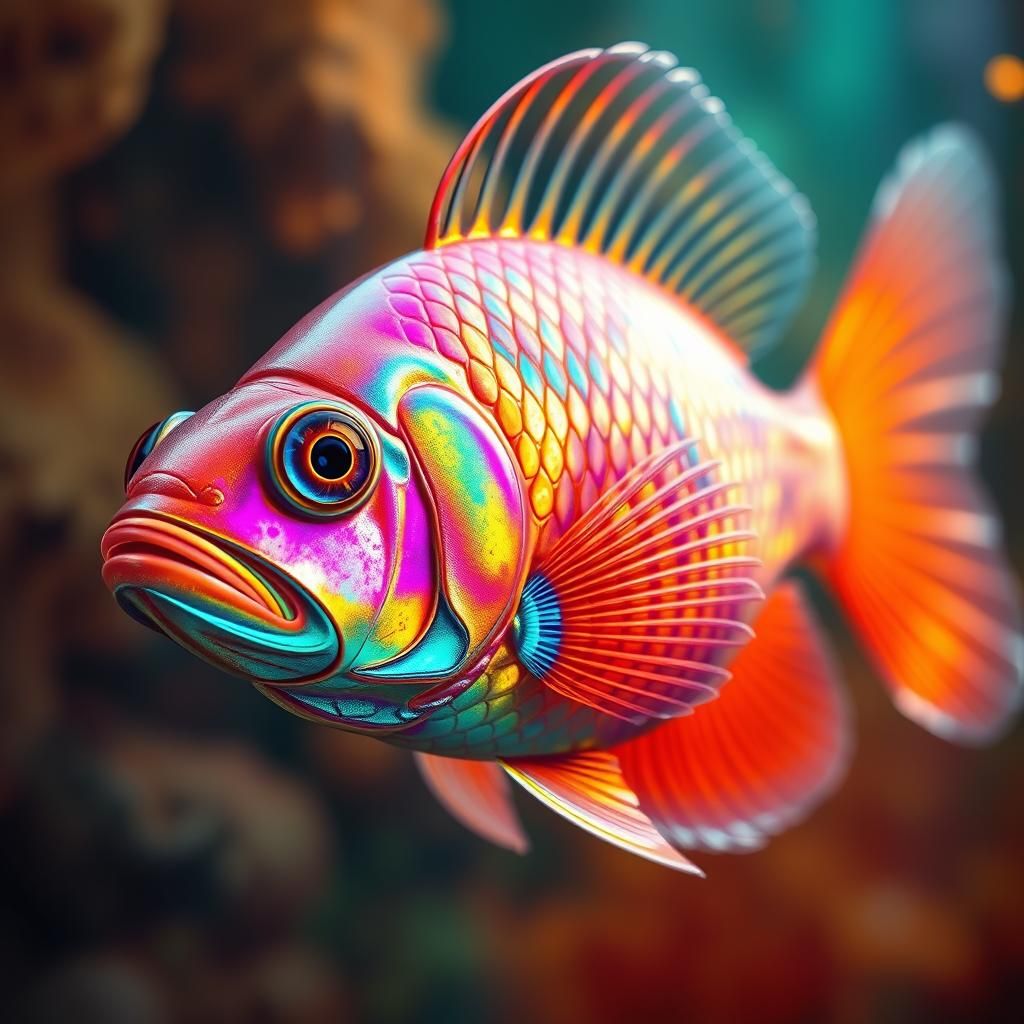 Iridescent Mandarin Fish in Hyperrealistic Detail
