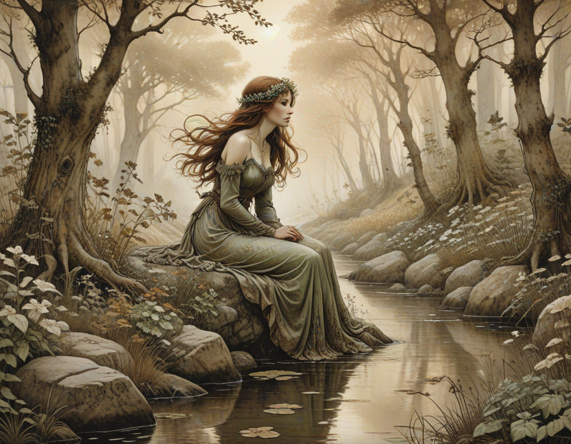 Enchanted Woodland Scene in Earthy Tones