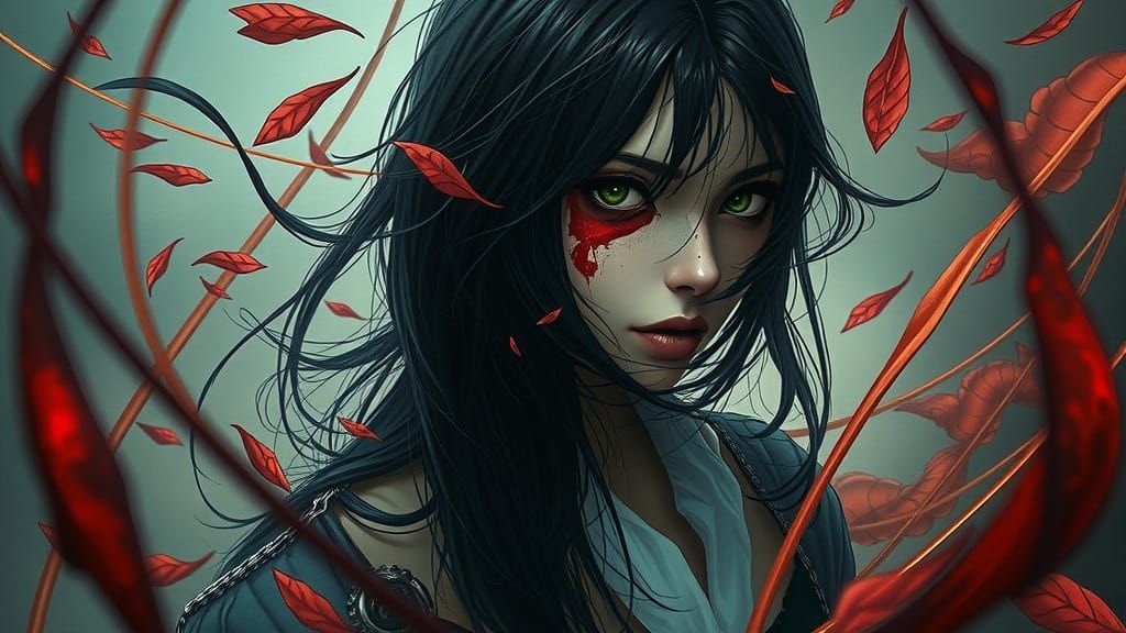 Ethereal Woman Surrounded by Dreams of Pain