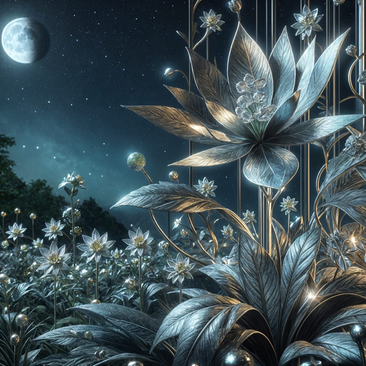 Moonlit Fantasy Plant in CGI Cinematic Art