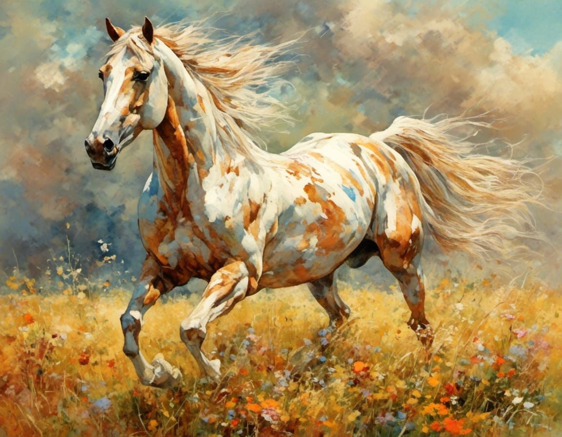 galloping across a golden meadow