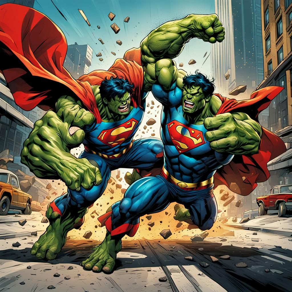 Hulk vs Superman: Dynamic Comic Book Battle