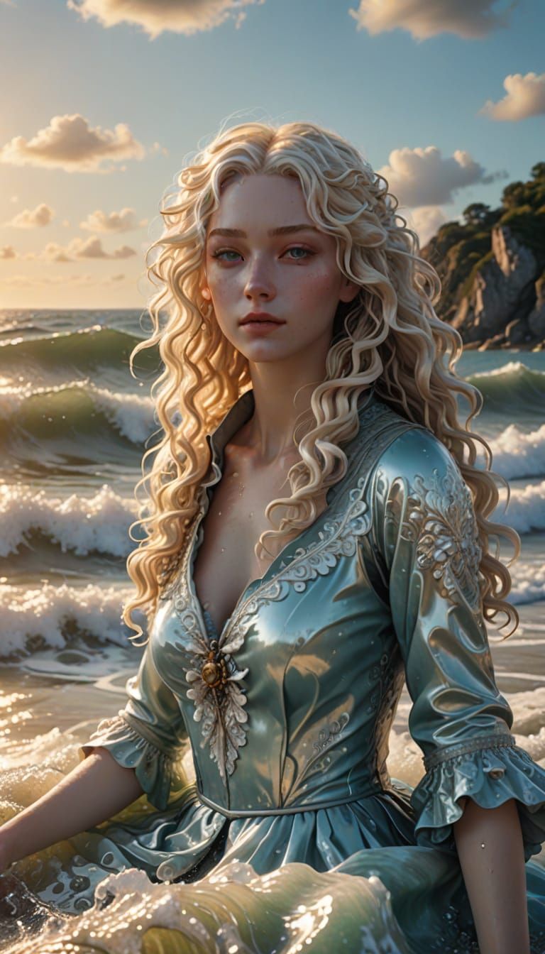 Baroque Goddess Emerges from the Sea