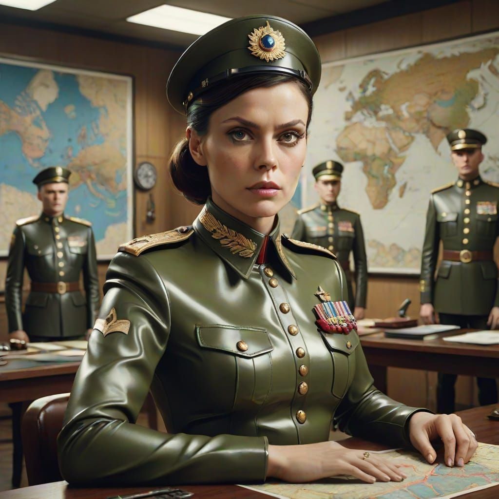 Female General Directs Troops in Hyper-Realistic Military Sc...