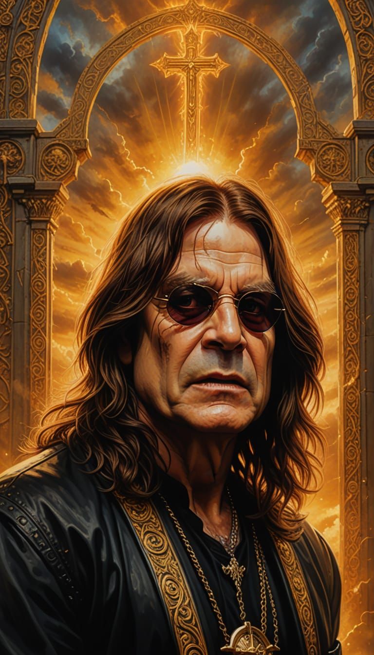 Ozzy Osbourne at Heaven's Gate: Gothic Oil Painting