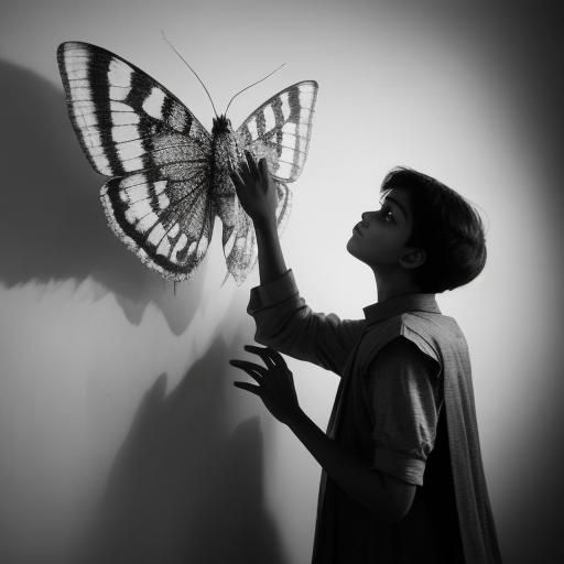 Surreal Vintage Photo of Boy and Moth
