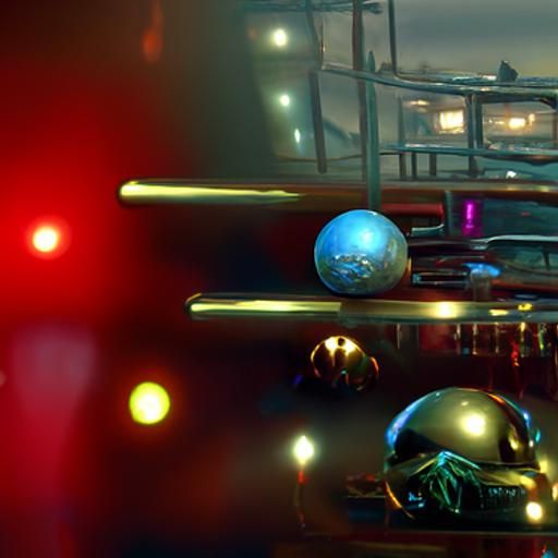 Cyberpunk Planets Linked by Neon Structures