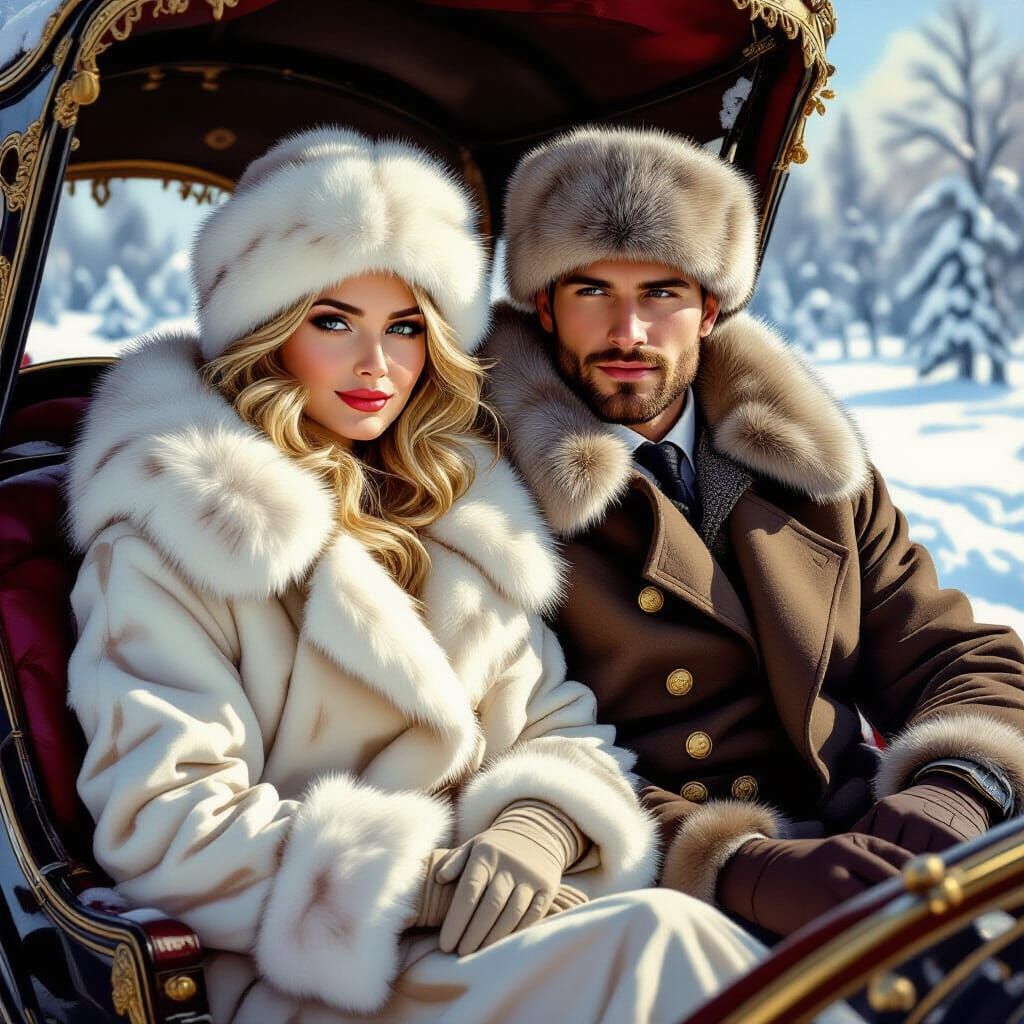 Snowy Russian Scene in Classical Style