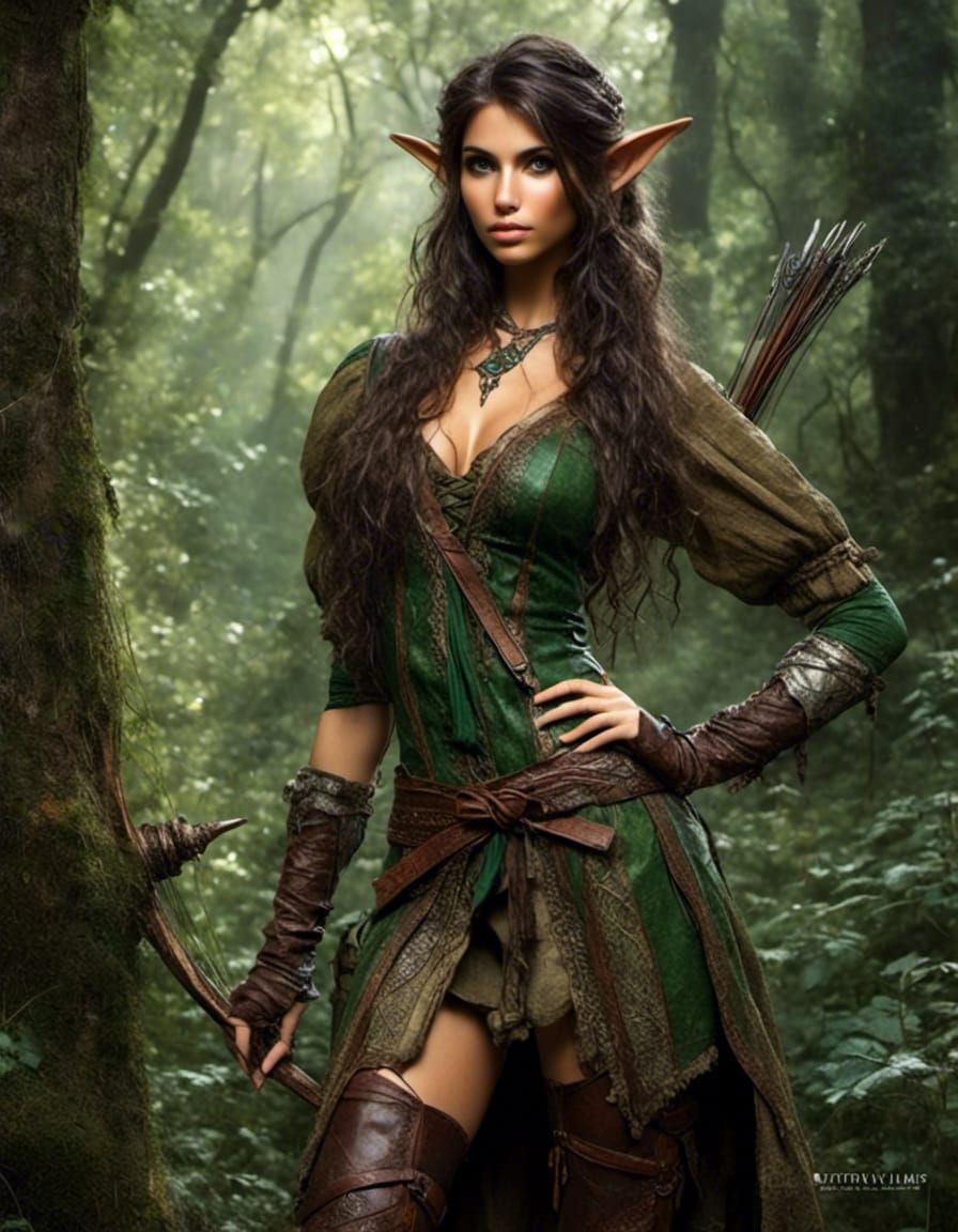 Detailed Elf Portrait in Dense Forest