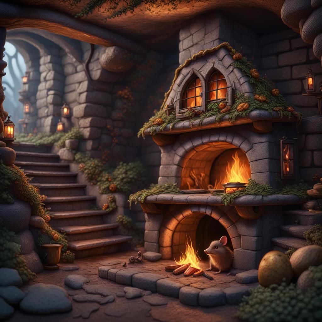 Cozy Underground Mole House: Detailed Matte Painting