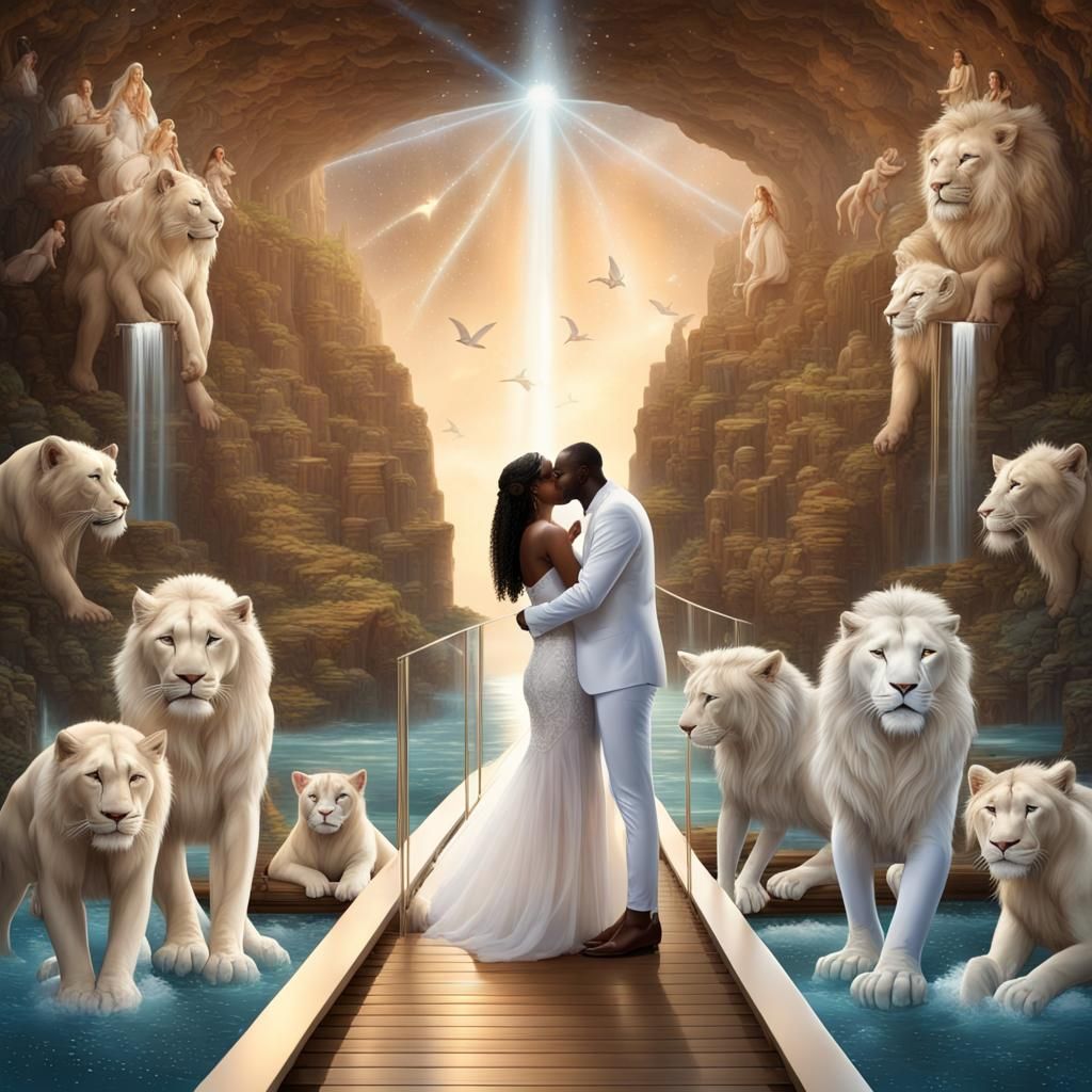 Wedding on Glass Bridge with Waterfall Backdrop