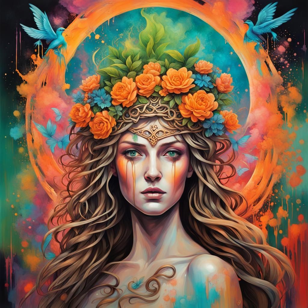 Brigid: Celtic Goddess as Graffiti Splash Art