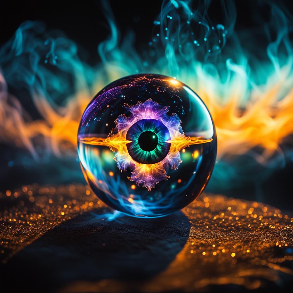 Surreal Magical Orb Radiates Ethereal Glow in Mystical Cosmo...