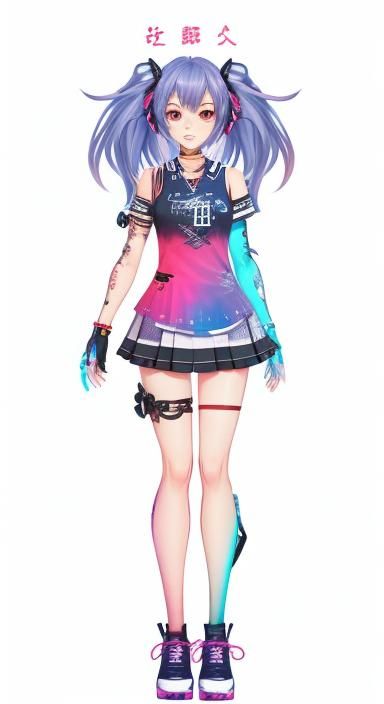 Vivid Girly Character Design in Bright Colors