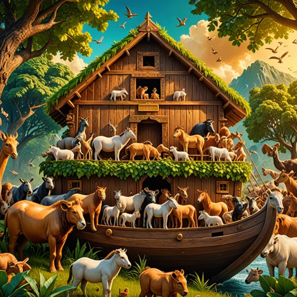 Hyper-Realistic Noah's Ark Digital Painting