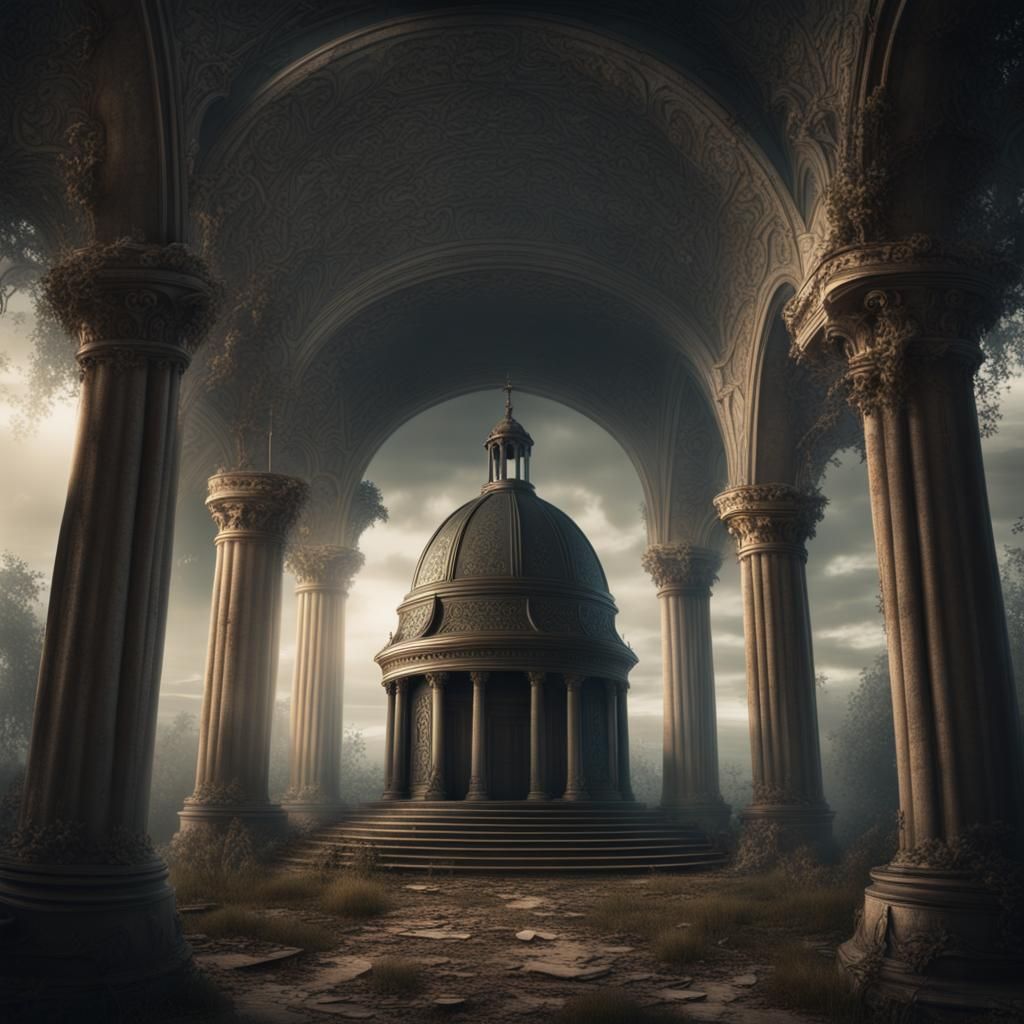 Dramatic Mausoleum of Graves: Digital Matte Painting