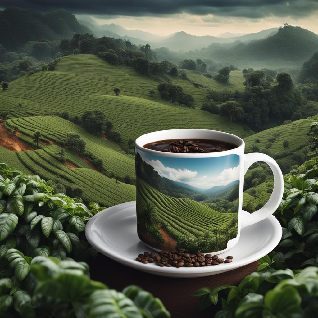 Colombian Coffee Plantation in Glass Mug