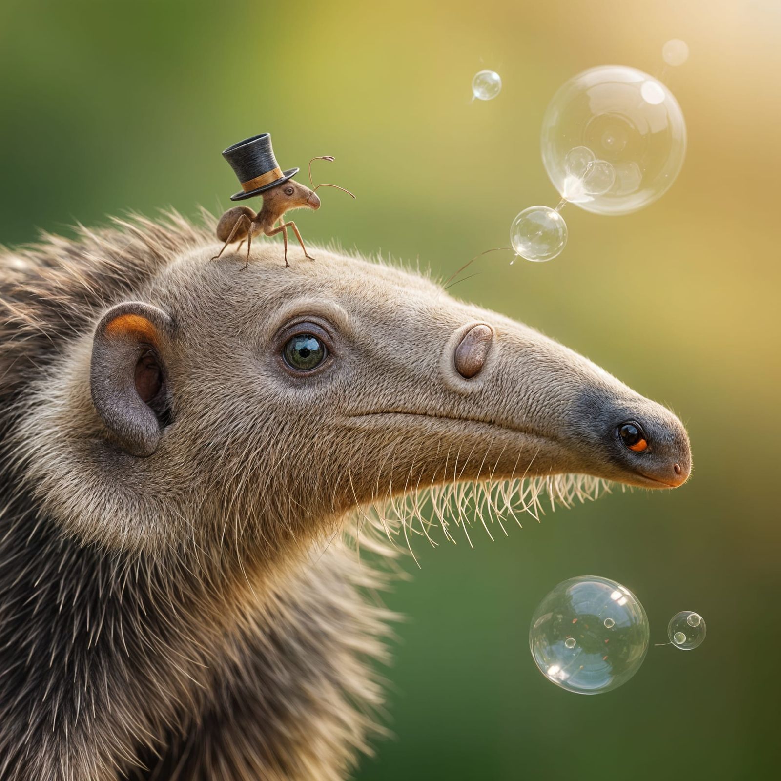 Gentle Giant Anteater with Tiny Ant Friend, Whimsical Portra...