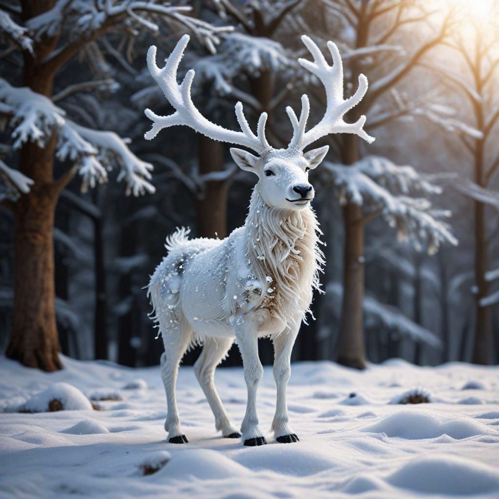 Magical Christmas Reindeer Amidst Snowflakes