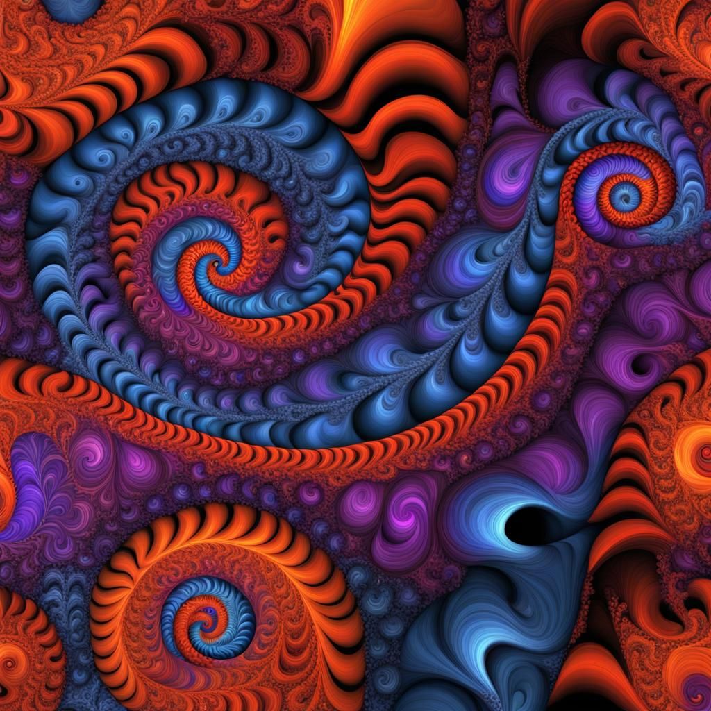 Vibrant Julia Set Fractal in Blues and Purples