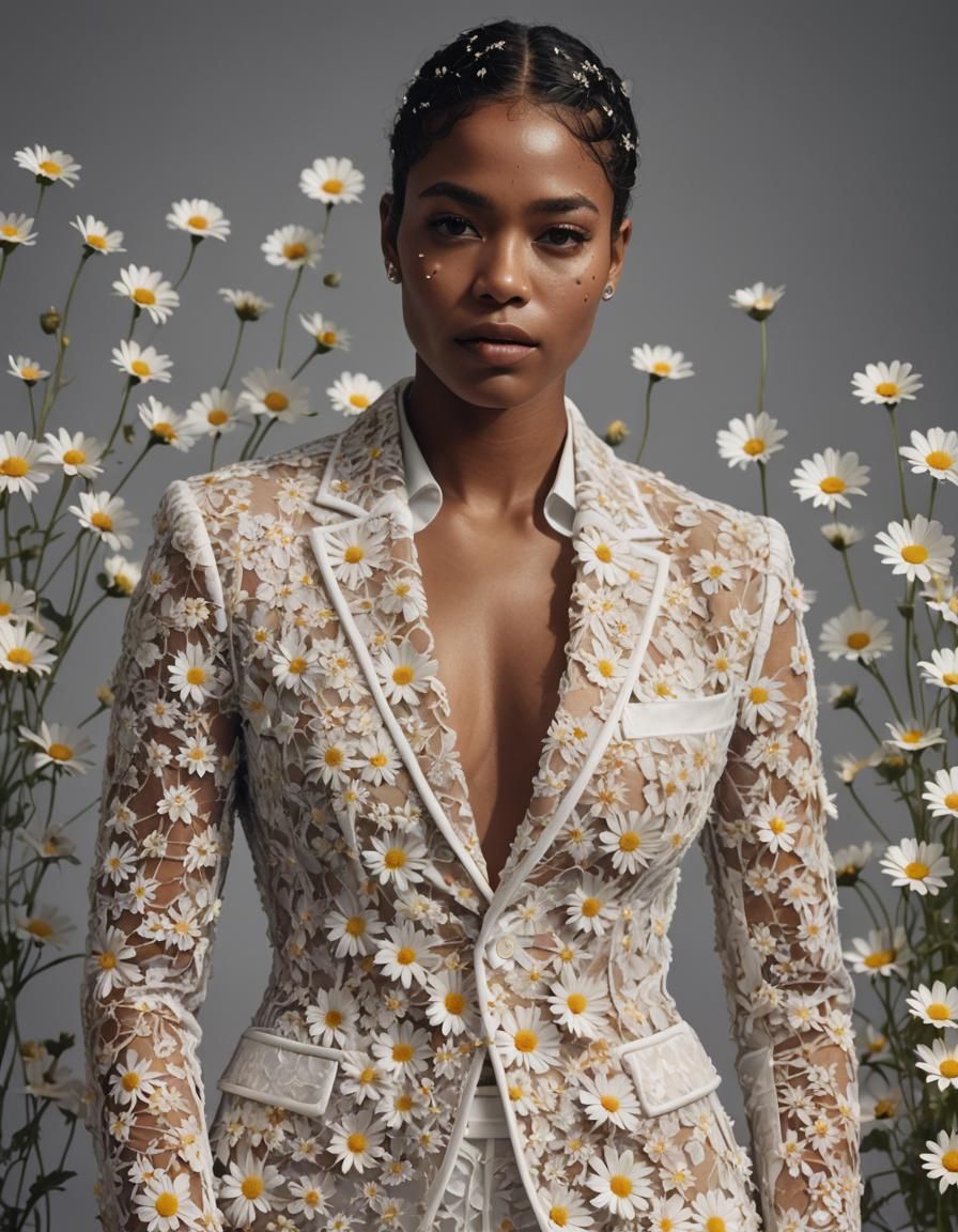 Edible Daisy Suit: High Fashion Portrait