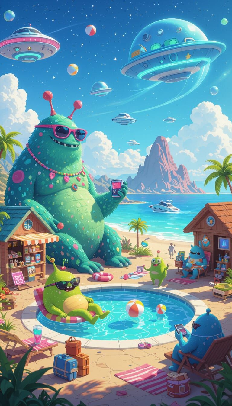 Whimsical Alien Vacation at Intergalactic Resort
