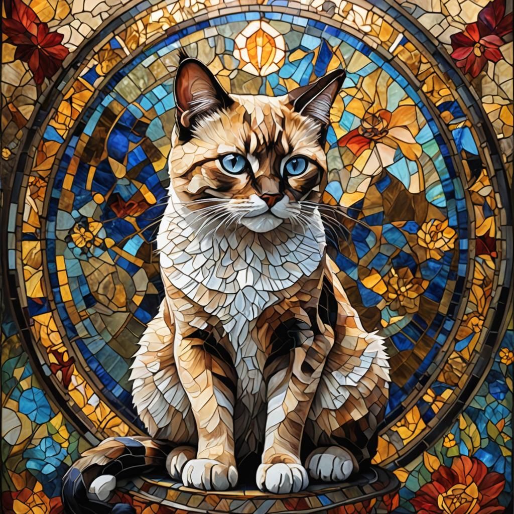 Stained Glass Siamese Cat