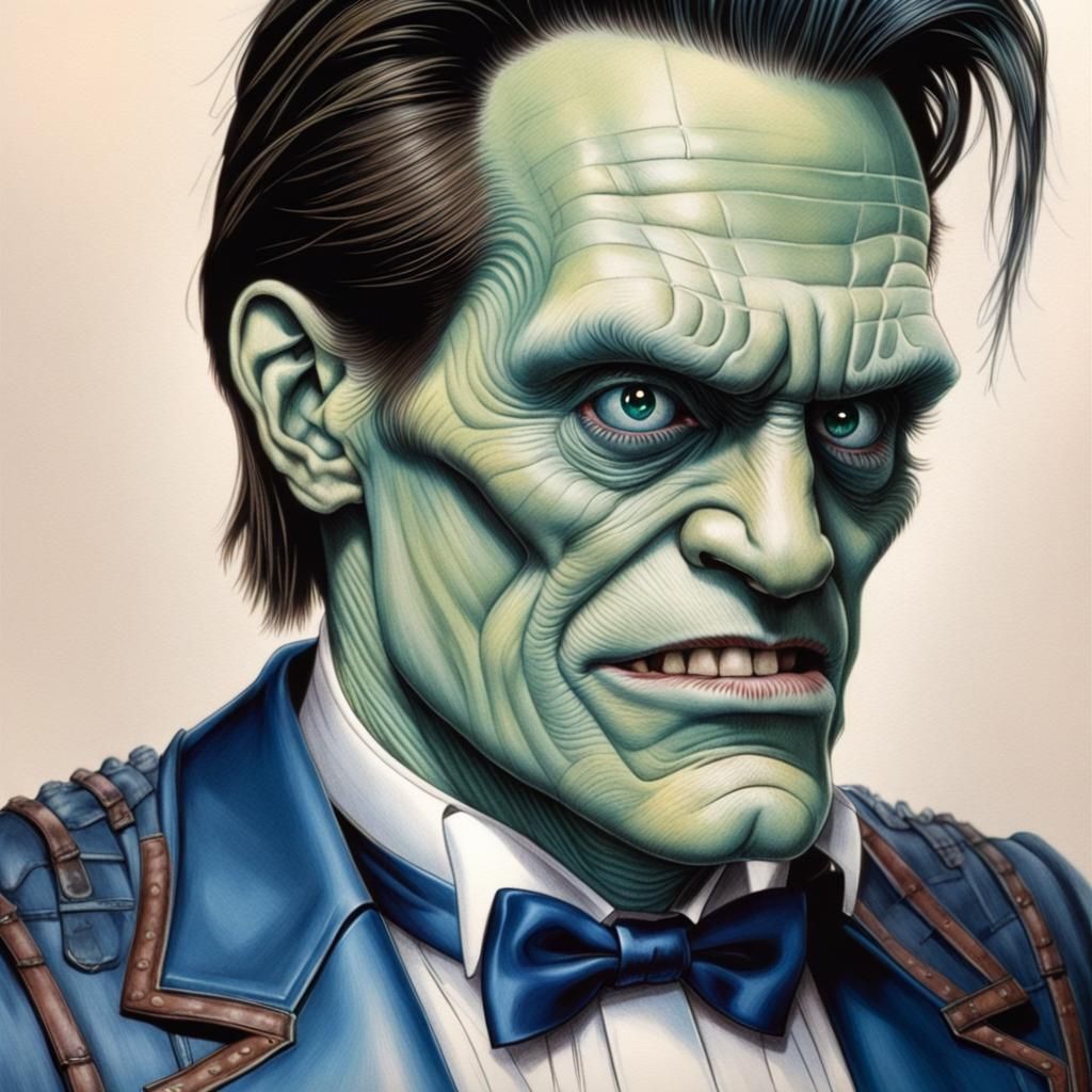 Jim Carrey as Frankenstein's Monster in Colored Pencil