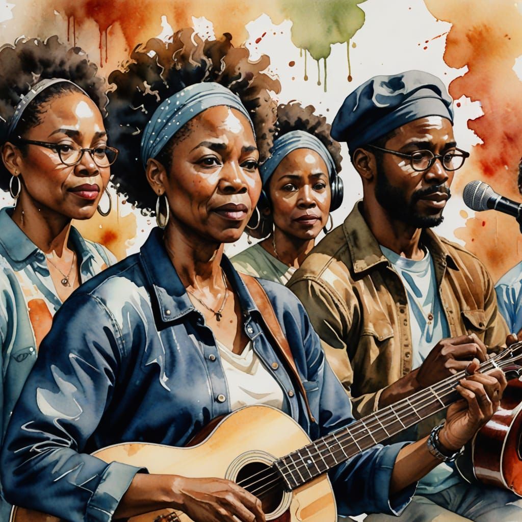 African American Adults Expressing Love for Music in Waterco...