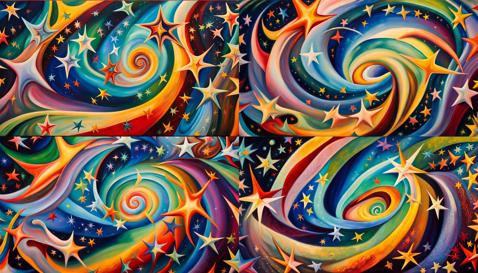 Iridescent Star Cluster in Abstract Expressionist Style