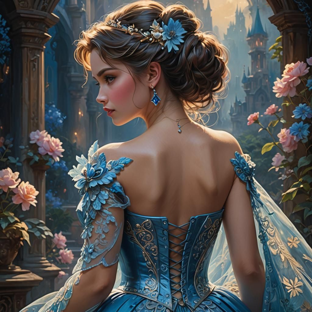 Disney Princess Back View in Detailed Dress