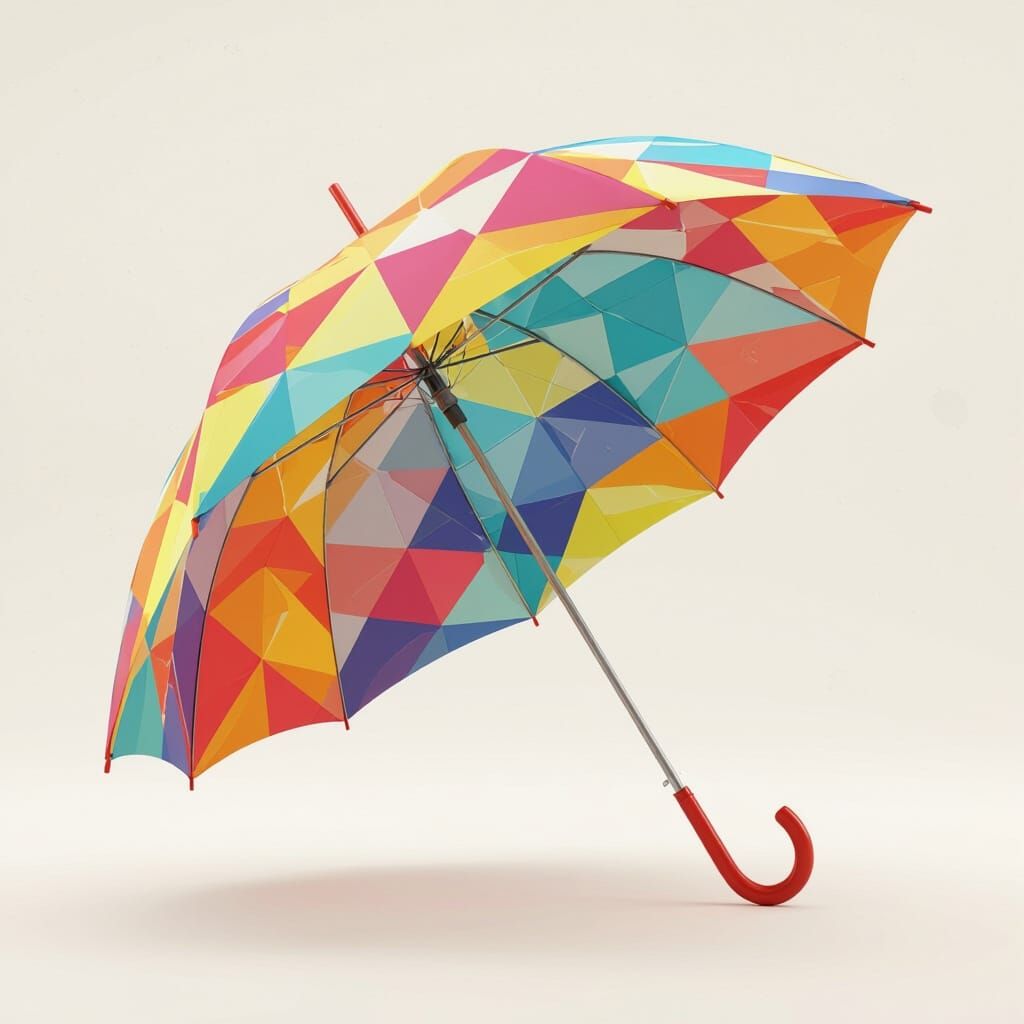 3D Render of a Colorful Umbrella