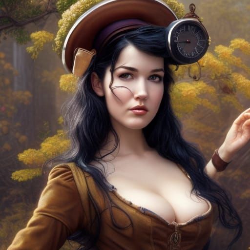 Steampunk Beauty: Hyperrealistic Portrait in 8k