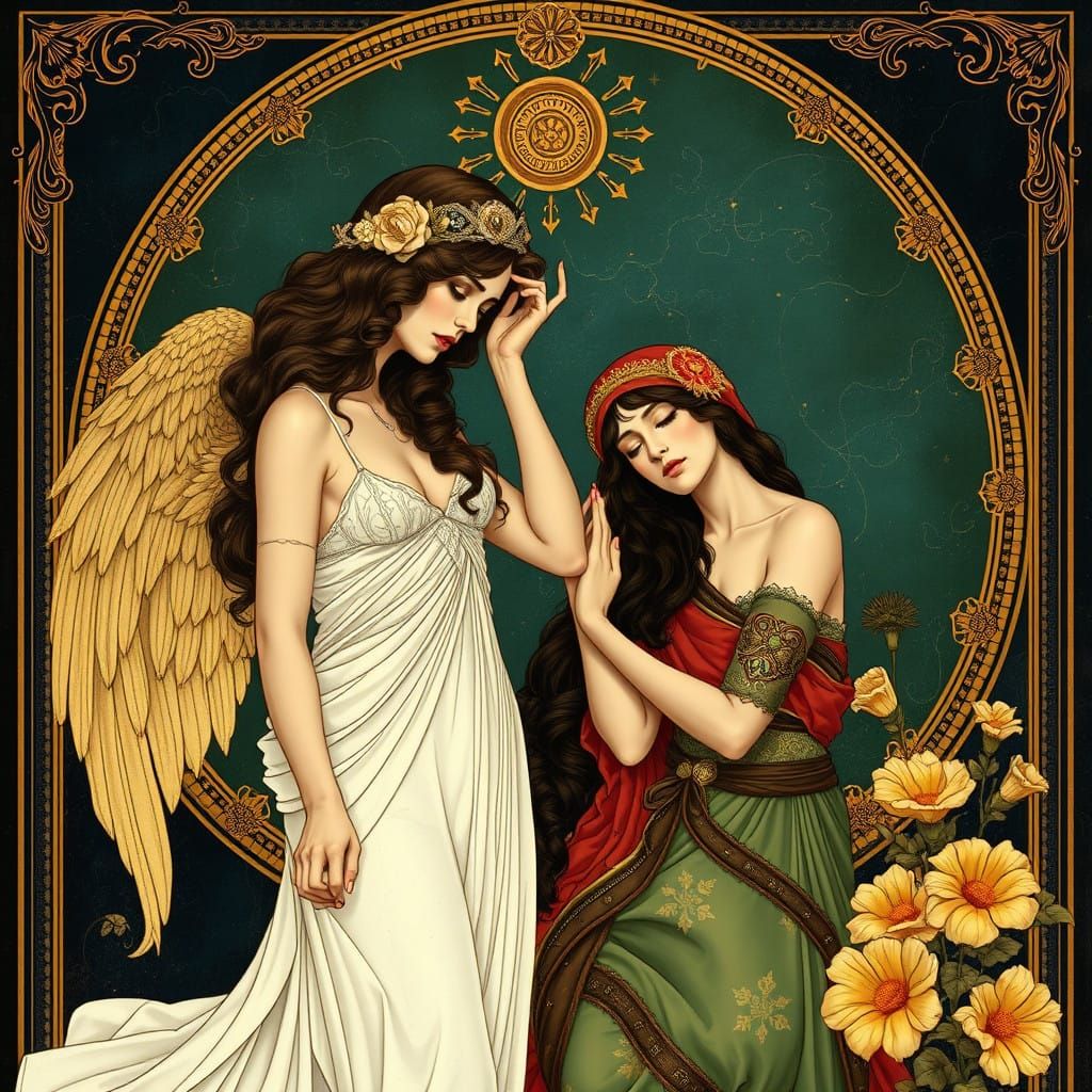 Surrealistic Art Nouveau Portrait in Oil