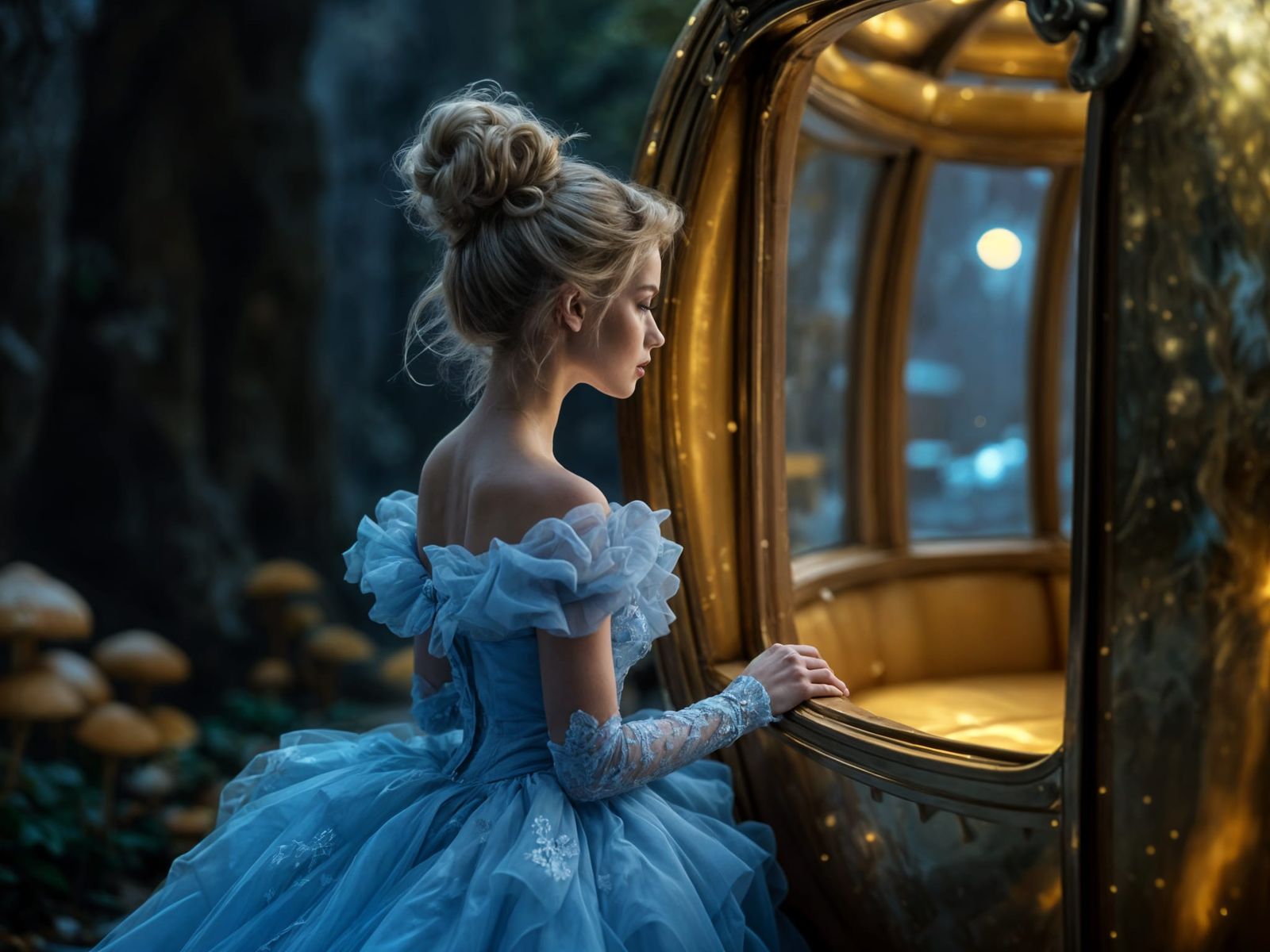 Ethereal Cinderella in Golden Pumpkin Carriage