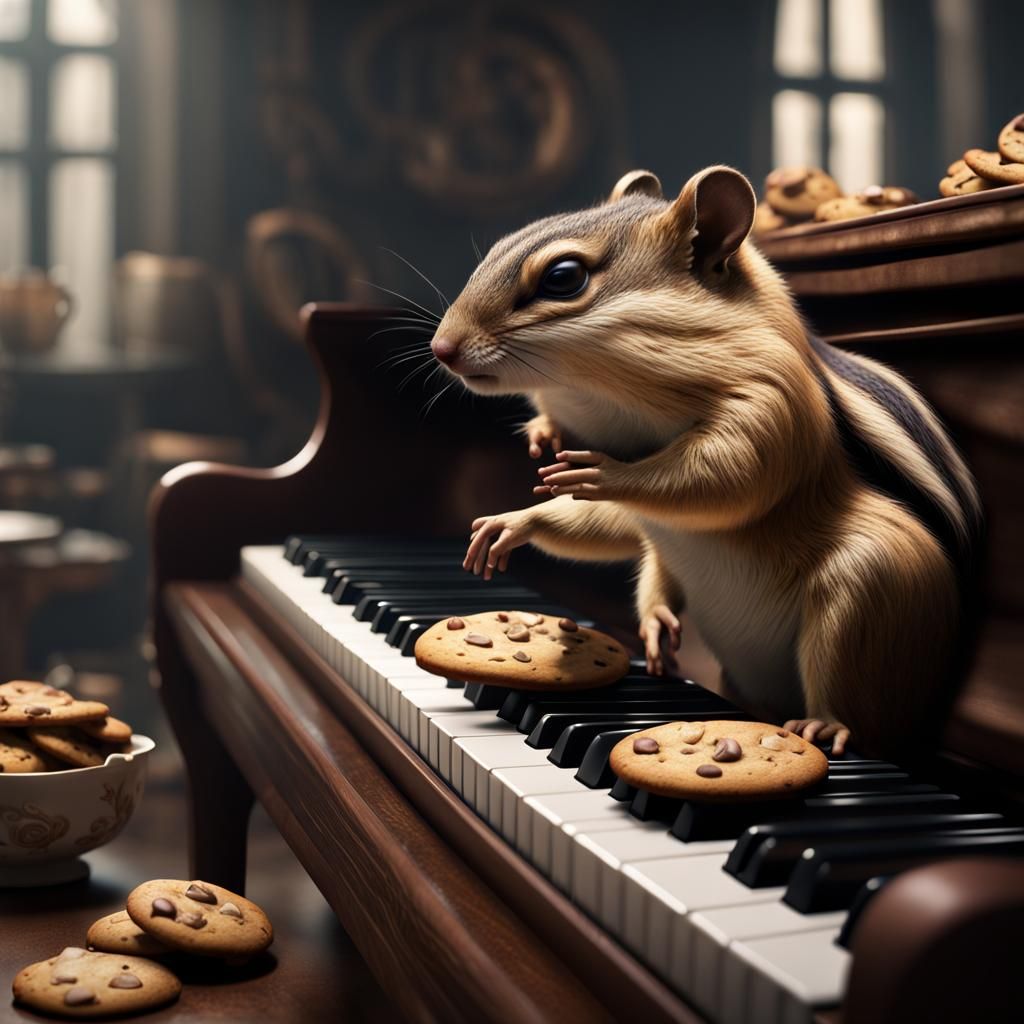 Chipmunk's Cookie Break: Detailed Matte Painting