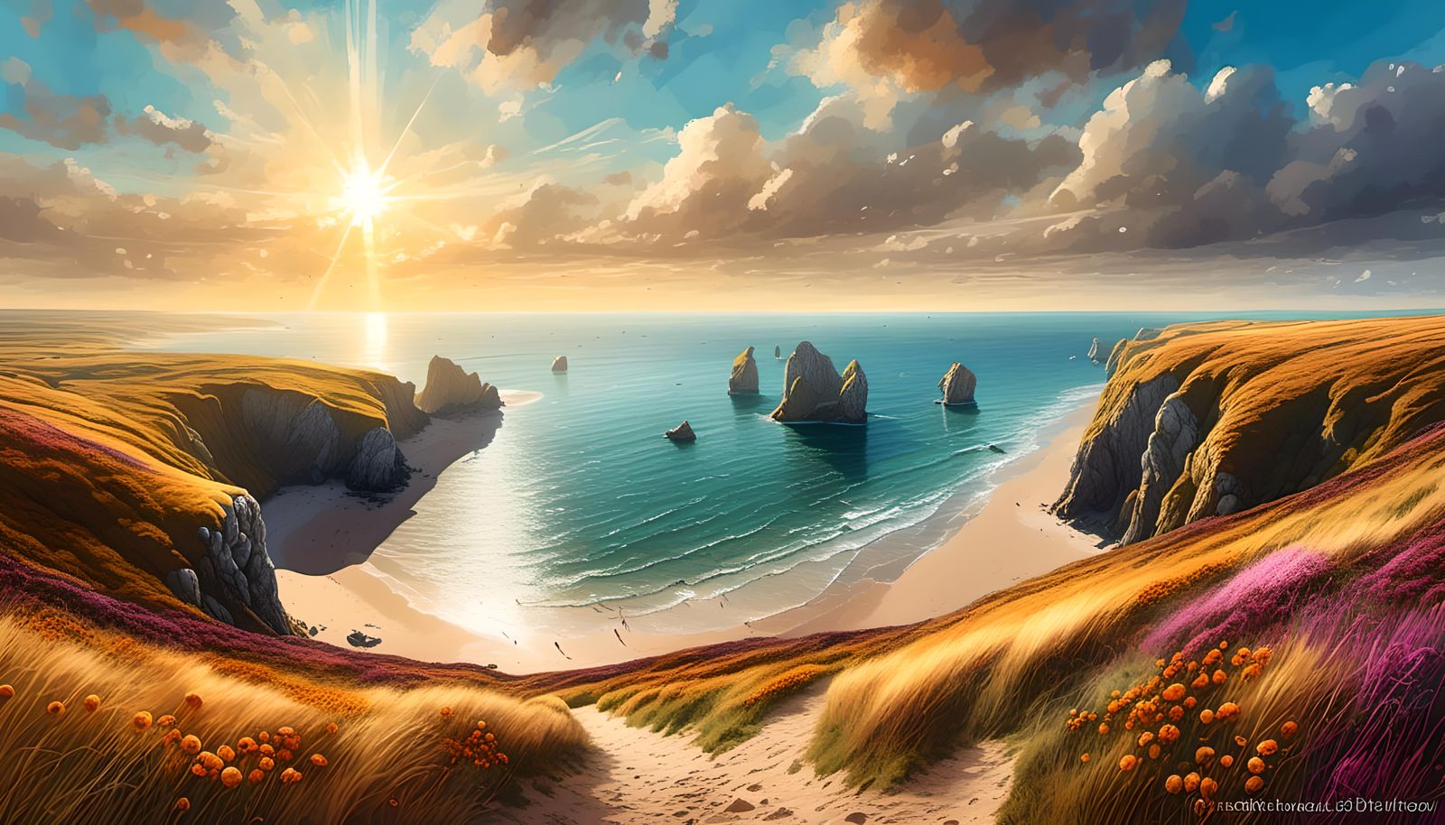 Stunning Tranquil English Seascape in Hyperrealistic Style