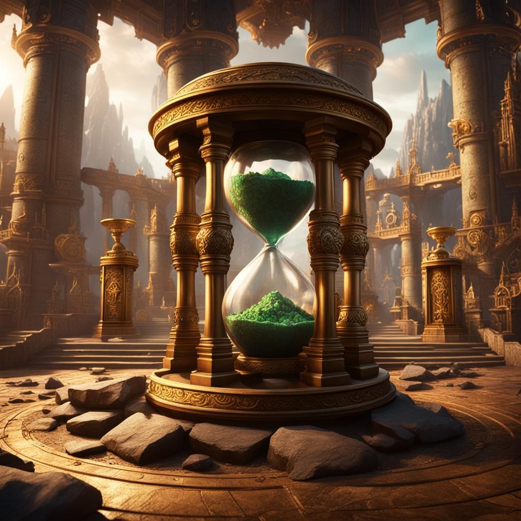 Hourglass in the Temple: Detailed Matte Painting