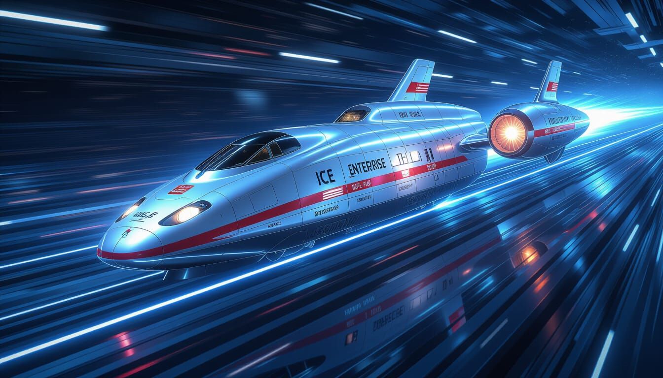 InterCity Express ICE Spaceship Soaring Through Cosmos