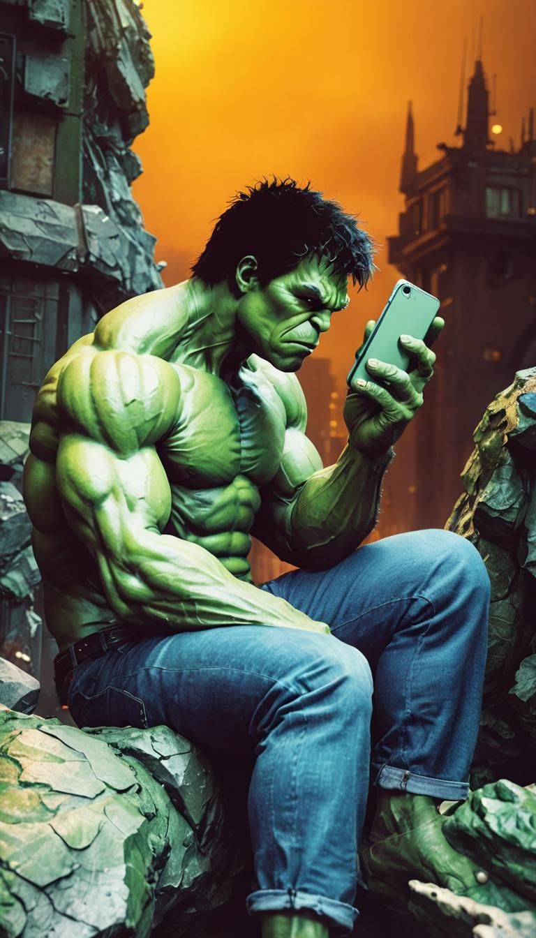 Hulk and Smartphone: Fantasy Concept Art
