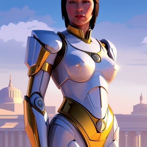 Futuristic Robot Woman: Sci-Fi Realism in Digital Art