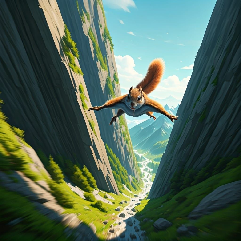 Flying Squirrel Base Jumps Mountain Ravine