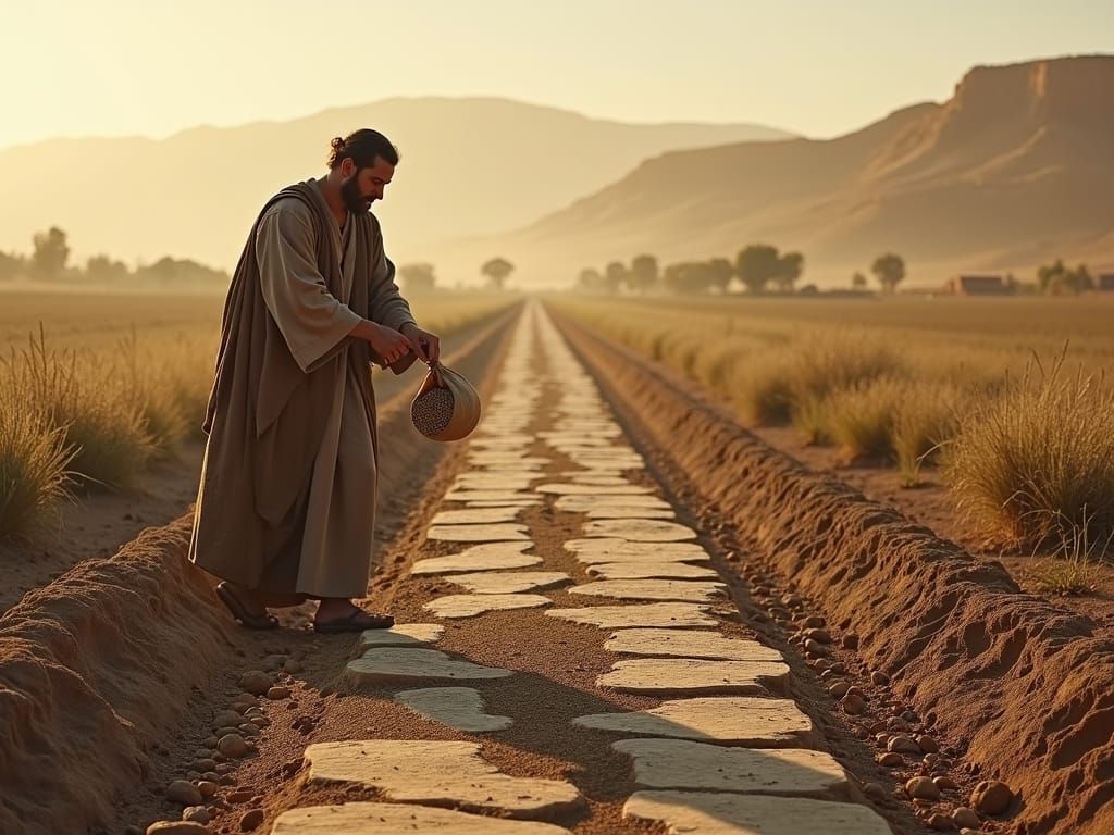 Biblical Scene: Jewish Peasant Sowing Seeds