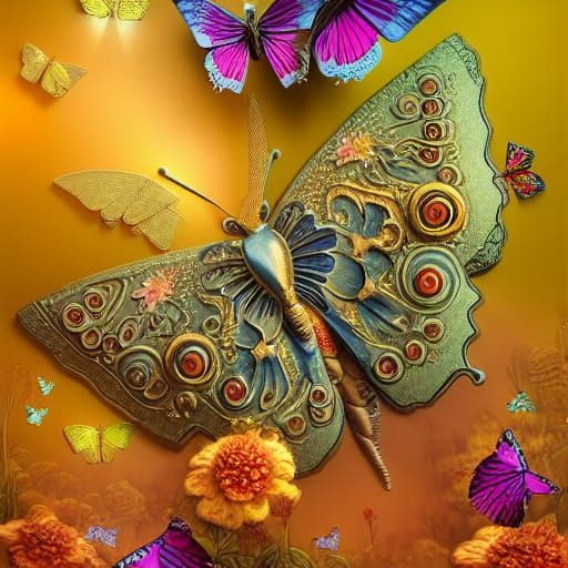 Butterfly Dance Collage in Mixed Media