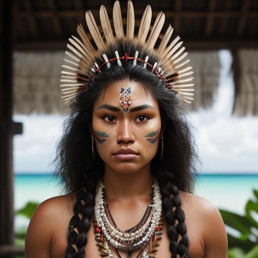 Polynesian Woman Portrait in Hyperrealistic Style