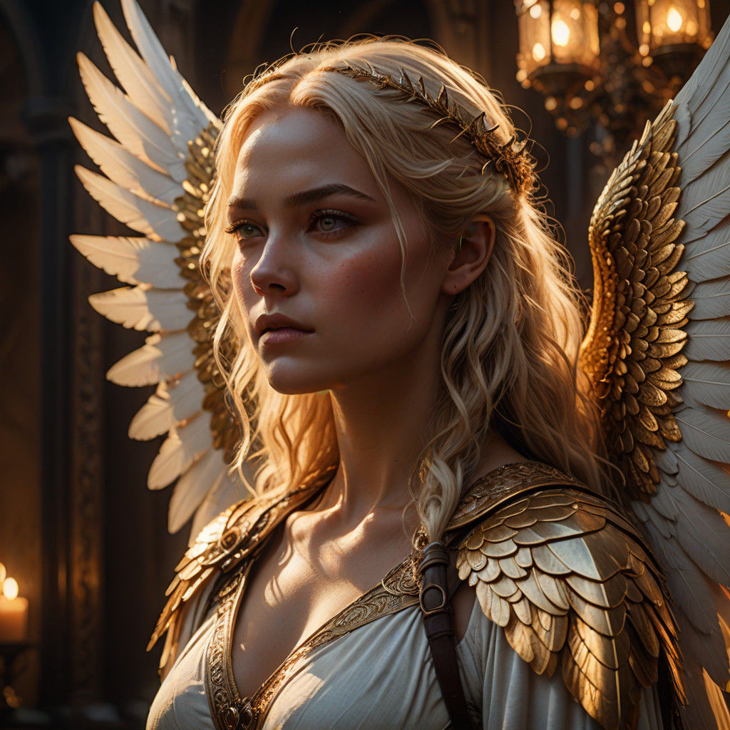 Epic Fantasy Portrait in Maximalist Style with Golden Hour L...