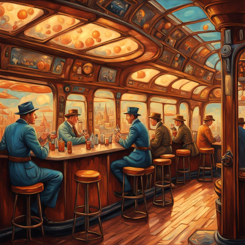 Fantastical 50s Airship Root Beer Bar in Vibrant Neo-Impress...