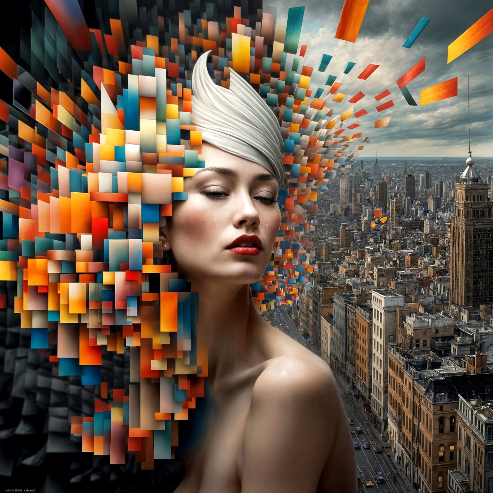 Polychromatic Abstract Blending Cycles in a New City